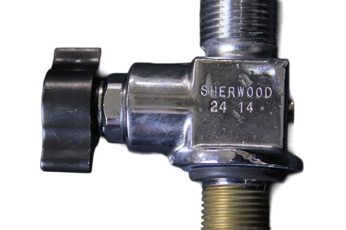 Plated Brass On/Off valve for Precise Flight Portable Oxygen Cylinders.